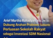 Arief Martha Rahadyan Dukung Arahan Prabowo Subianto Perluasan Sekolah Rakyat sebagai Investasi SDM Nasional
